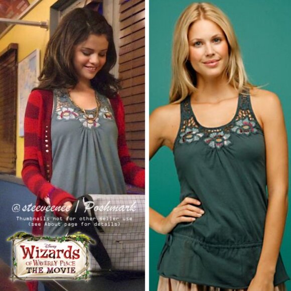 NWT Free People Embroidered Cutaway Tank in Ocean ASO Alex Russo - Picture 1 of 12